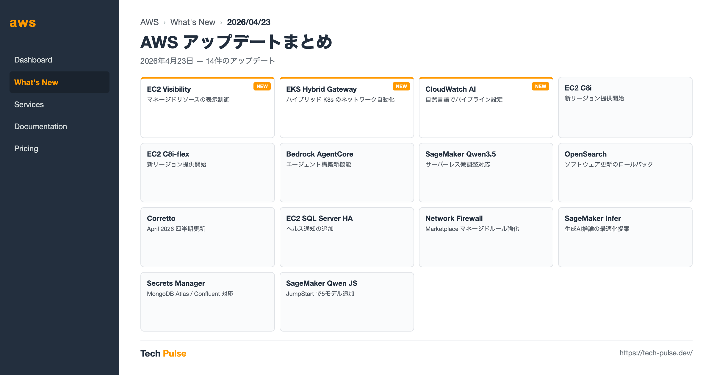 AWS アップデート 2026/04/23 ヘッダー