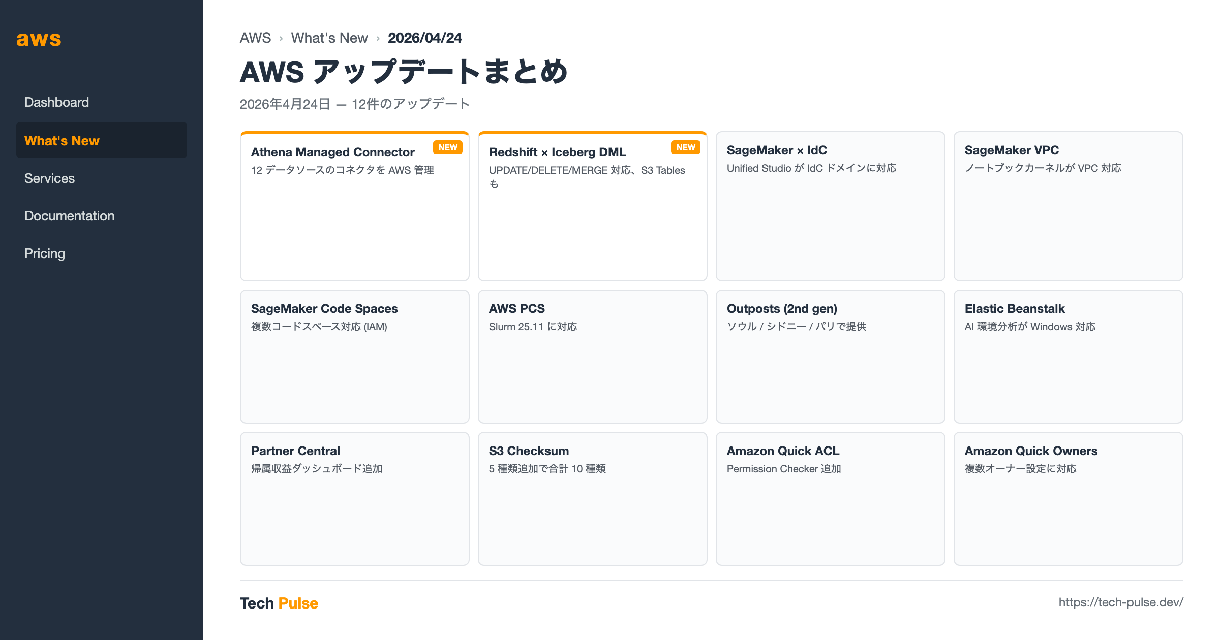AWS アップデート 2026/04/24 ヘッダー
